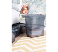 Wham Crystal 28L Box and Lid Pack of 3 Tint Smoke, Smoke