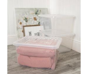 Wham Crystal 5 X 31L Stackable Plastic Storage Boxes With Lids Clear