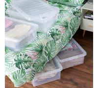 Wham Crystal 5 X 32L Stackable Plastic Storage Boxes With Lids Clear