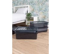 Wham Crystal 5 x 32L Stackable Plastic Storage Boxes with Lids in Black Wham Black