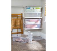 Wham Crystal 5 x 32L Stackable Plastic Storage Boxes with Lids in Clear Wham Clear