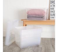 Wham Crystal 5 X 37L Stackable Plastic Storage Boxes With Lids Clear