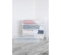 Wham Crystal 5 x 42L Stackable Plastic Storage Boxes with Lids Clear Wham Clear