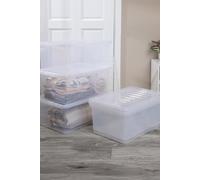 Wham Crystal 5 x 45L Stackable Plastic Storage Boxes with Lids Tint Leprechaun Green in Clear Wham Clear