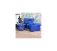 Wham Crystal 5 x 60L Stackable Plastic Storage Boxes with Lids | Ideal for Home, Office, Toys & More | Large Boxes | Made in UK - Spectrum Blue