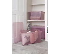 Wham Crystal 5 x 60L Stackable Plastic Storage Boxes with Lids in Pink Wham Pink