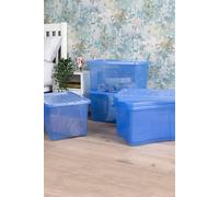Wham Crystal 5 x 60L Stackable Plastic Storage Boxes with Lids Tint Lavender in Blue Wham Blue