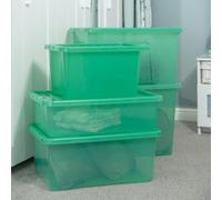 Crystal 5 Piece Multisize Stackable Plastic Storage Organiser Box and Lid Wham Green One Size