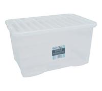 Wham Crystal 60 Liter Storage Heavy Duty Plastic Storage Box With Lids Home