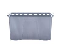 Wham Crystal 60L Box & Lid (Pack 3, Smoke (Black))