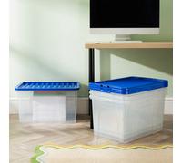 Wham Crystal 60L Box & Stronger Lid Pk4 Clear/blue