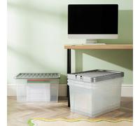 Wham Crystal 60L Box & Stronger Lid Pk4 Clear/silver
