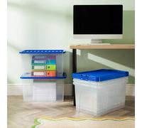 Wham Crystal 60L Box & Stronger Lid Pk5 Clear/blue