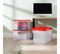 Wham Crystal 60L Box & Stronger Lid Pk5 Clear/red