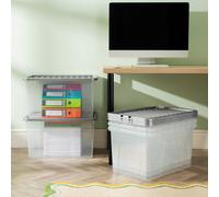Wham Crystal 60L Box & Stronger Lid Pk5 Clear/silver