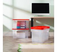 Wham Crystal 60L Clear Box & Stronger Lid PK5 in Red Wham Red