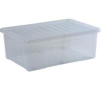 Wham Crystal 68 Liter Heavy-Duty Storage Boxes - Clear Plastic, Stackable & Nestable Design for Home and Office Organization - Space-Saving Solution, Pack of 5 (72 x 48 x 25 cm)