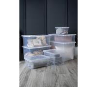 Wham Crystal 7 Piece Multisize Stackable Plastic Storage Organiser Box & Lid in Clear Wham Clear