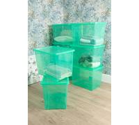 Wham Crystal 8 x 80L Stackable Plastic Storage Boxes with Lids in Green Wham Green