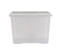 Wham Crystal 80 Liter Plastic Storage Box With Lid 60 x 40 x 42 cm - Tint Grey