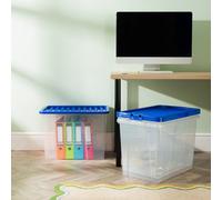 Wham Crystal 80L Box & Stronger Lid Pk3 Clear/blue