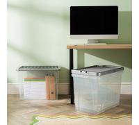 Wham Crystal 80L Box & Stronger Lid Pk3 Clear/silver