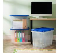 Wham Crystal 80L Box & Stronger Lid Pk4 Clear/blue