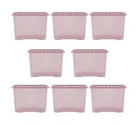 Wham Crystal 8x 80L Plastic Storage Boxes with Lids. Large, Strong (Pack of 8, 80 Litre) Made in the UK (Tint Dusky Orchid)