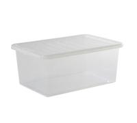 Wham Crystal Clear Rectangular 45L Medium Plastic Stackable Storage Box With Lid