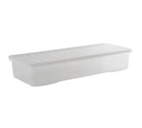 Wham Crystal Clear Rectangular 55L Large Plastic Stackable Underbed Storage Box With Lid