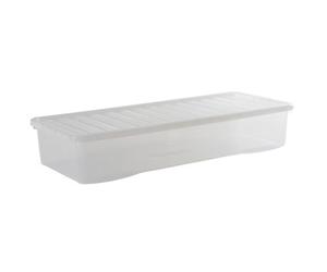 Wham Crystal Clear Rectangular 55L Large Plastic Stackable Underbed Storage Box With Lid