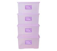 Wham Crystal Plastic Storage Boxes With Lids Home Office Stackable Nestable Container Box, 110L Easy fit Underbed Protective Storage Box, 79.5 x 39.5 x 42 cm - Tint Lilac (Set of 4)