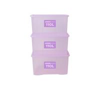 Wham Crystal Plastic Storage Boxes With Lids Home Office Stackable Nestable Container Box, 110L Easy fit Underbed Protective Storage Box, 79.5 x 39.5 x 42 cm - Tint Lilac (Set of 5)