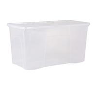 Wham Crystal Plastic Storage Boxes With Lids Home Office Stackable Nestable Container Box, 110L Easy fit Underbed Protective Storage Box, 79.5 x 39.5 x 42 cm - Tint Clear (Set of 4)