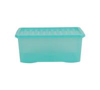 Wham Crystal Plastic Storage Boxes With Lids Home Office Stackable Nestable Container Box, 45L Easy fit Underbed Protective Storage Box, 60 x 40 x 25 cm - Tint Spearmint (Set of 5)