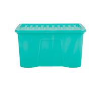 Wham Crystal Plastic Storage Boxes With Lids Home Office Stackable Nestable Container Box, 60L Easy fit Underbed Protective Storage Box, 60 x 40 x 33 cm - Tint Spearmint (Set of 3)