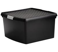 Wham DIY Range Black Storage Box with Lid Yellow Clip 25.5 Litre