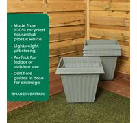 Wham Etruscan 4 x 35cm Square Plastic Garden Planters in Green | Size: 4 x 35 cm Wham Green 4 x 35 cm