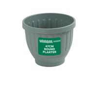 Wham Etruscan Plastic Garden Planter | 100% Recycled Plastic | Lightweight | Drainage Points for Easy Drilling | Indoor & Outdoor Use | Made in UK - Milieu Green (47cm - Pack of 4, Round)