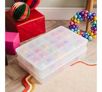 Wham Festive 2 x Extra Large Christmas Bauble Storage Boxes | 24-Compartment Plastic Organisers | Ideal for Ornaments, Baubles, Crafting, DIY & More | Made in UK