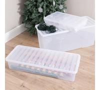 Wham Festive 3 Piece Tree, Decoration & Bauble Storage Boxes Clear (1x 133L Crystal, 1x 55L Crystal, 1x Bauble Box)
