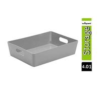 Wham Studio High Polished Finish Gloss Cool Grey Plastic Nestable Storage Basket (H)6Cm (W)17Cm (D)17Cm