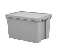 Wham Heavy Duty Upcycled Soft Grey 62L Large Plastic Stackable Storage Box With Lid