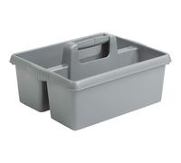 Wham Large Plastic Kitchen Cleaning Carry Tray Caddy Tidy Tote Organiser with Handle - Silver, 5 liters
