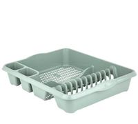 Wham Large Plastic Kitchen Plate Dish Drainer Rack Draining Board Cutlery Holder Uk - Silver Sage