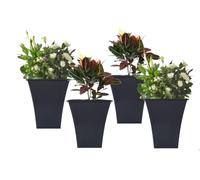 Wham Lightweight Square Metallica Indoor/Outdoor Pot (4 Pots, Black Square Metallica Pot 23cm)