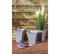 Wham Metallica 23cm Square Recycled Plastic Planter in Grey Wham Grey
