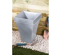 Wham Set 4 Metallica 28cm Square Plastic Planter Upcycle Grey