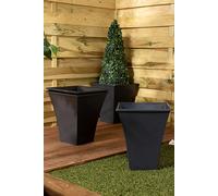 Wham Set 4 Metallica 28cm Square Plastic Planter Slate
