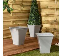 Wham Metallica 4X 23Cm Square Plastic Planter Upcycle Grey